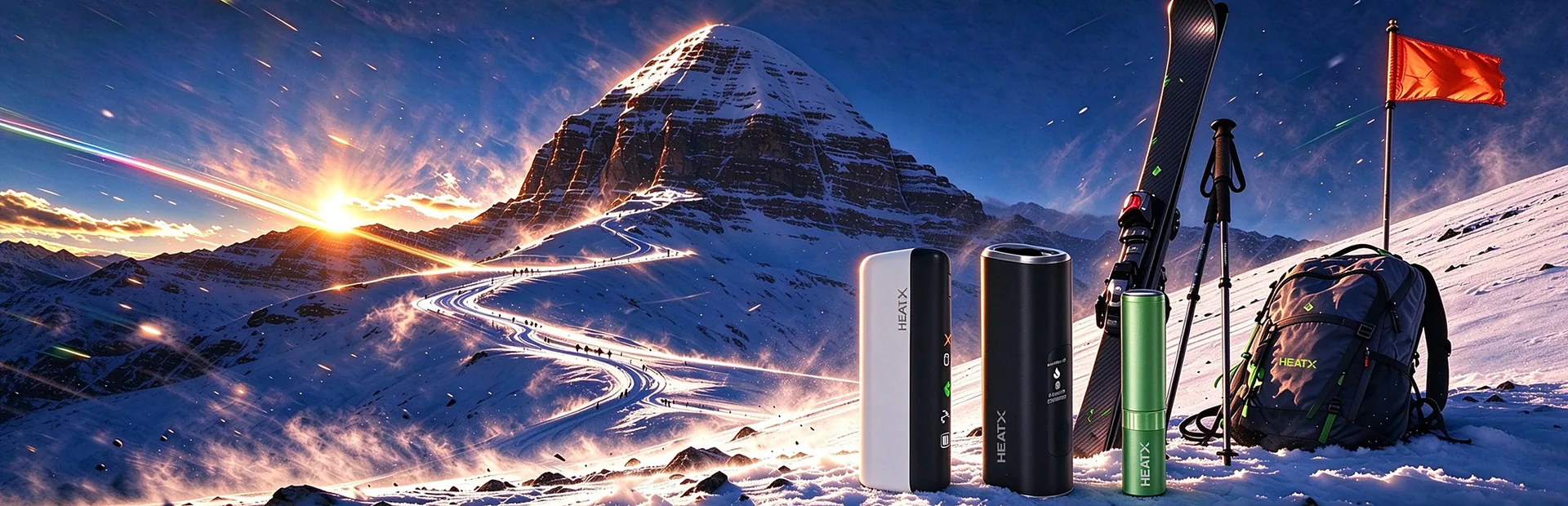 HEATX su uno sfondo di montagna al tramonto